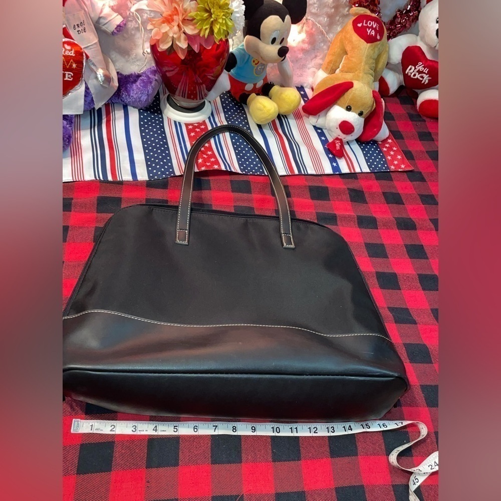 Preloved Non Branded Grannycore Vinyl/Faux Leather Tote/Handbag W Front Storage - Picture 5 of 13